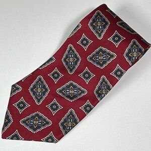 Salvatori Silk Jacquard Geometric Pattern Necktie Burgundy Men